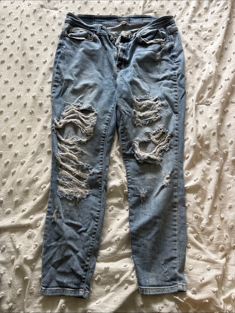 Judy Blue Light Blue Distressed Skinny Fit Jeans